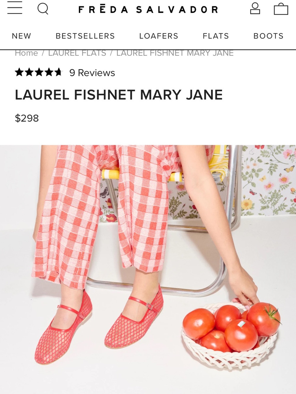 Freda Salvador Laurel Fishnet Mary Jane Flats Crimson Red Size 10 - Picture 10 of 10